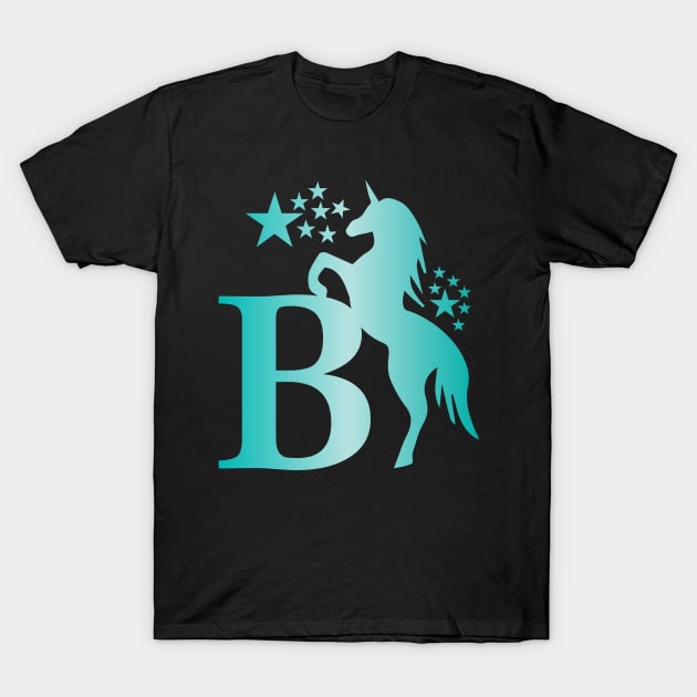 B Unicorn Star Monogram T-Shirt T-Shirt by unique_design76